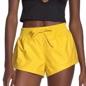 Free People Yellow Reflective Movement Shorts Size Small